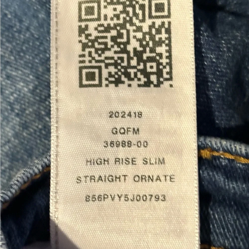 True Religion Women's Halle High-Rise Slim Straight Leg Fit Jean W/Gold Lurex 32 - Picture 5 of 6